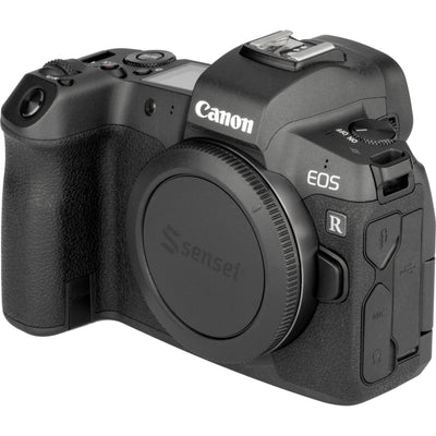 Sensei Body and Rear Lens Cap Kit featuring black plastic protective caps for camera body mount and lens rear element, protecting sensor and lens contacts from dust, scratches, moisture, with finger-grip edges for easy removal and replacement.