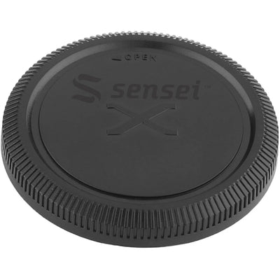 Sensei Body Cap with durable black plastic that securely fits on lens mount to protect camera sensor and internal components from dust, moisture, and damage, with finger-grip edges for easy attachment and removal.