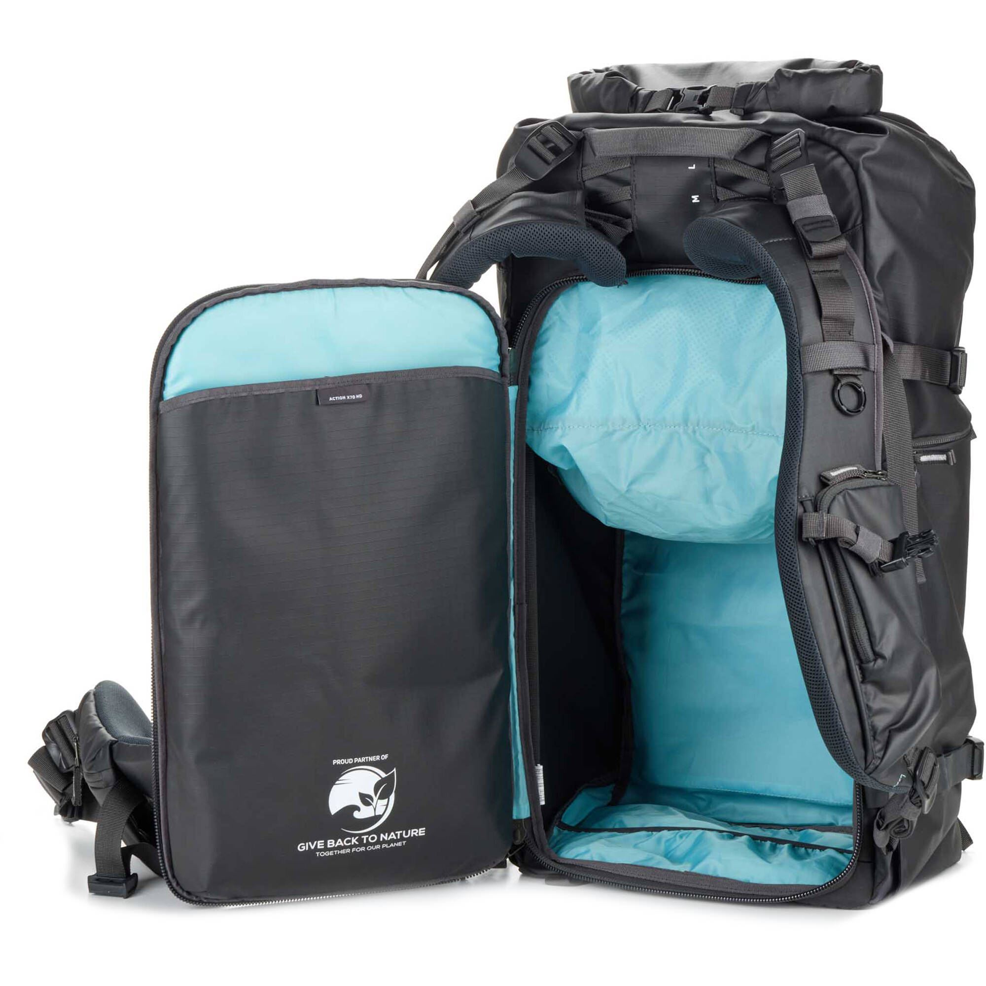 Shimoda Action X70 HD backpack with roll top and tripod pockets
