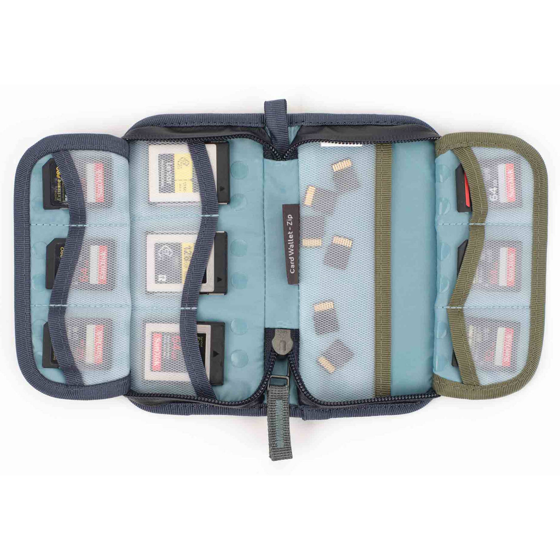 Shimoda Designs Zip Card Wallet Blue with padded EVA protection
