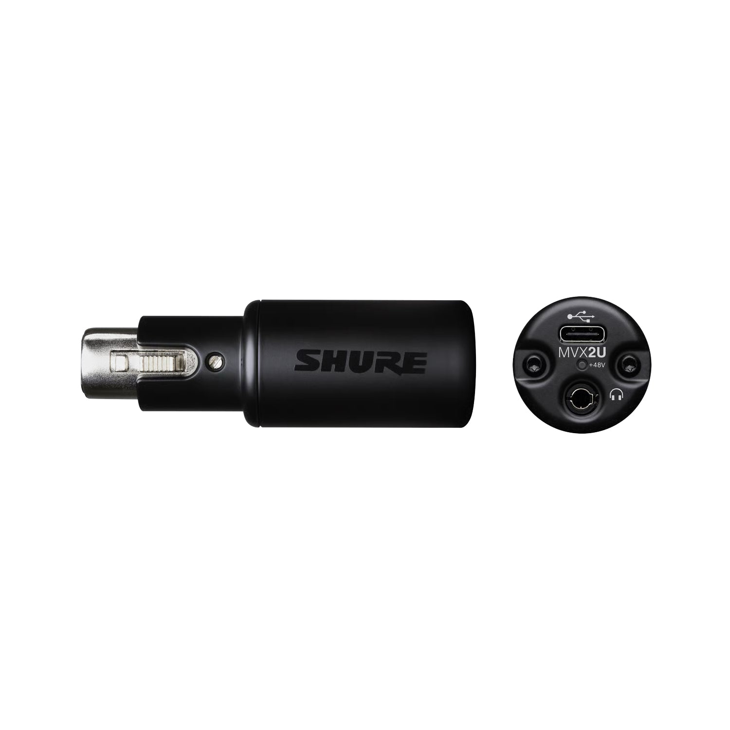 Shure MVX2U Digital Audio Interface XLR-to-USB adaptor with headphone monitoring and phantom power
