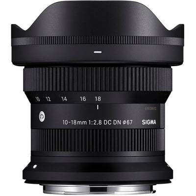 Sigma 10-18mm f/2.8 DC DN Contemporary Lens for Canon RF – compact, ultra-wide-angle zoom with bright f/2.8 aperture, perfect for dynamic stills and video.