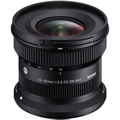 Sigma 10-18mm f/2.8 DC DN Contemporary Lens for Canon RF – compact, ultra-wide-angle zoom with bright f/2.8 aperture, perfect for dynamic stills and video.