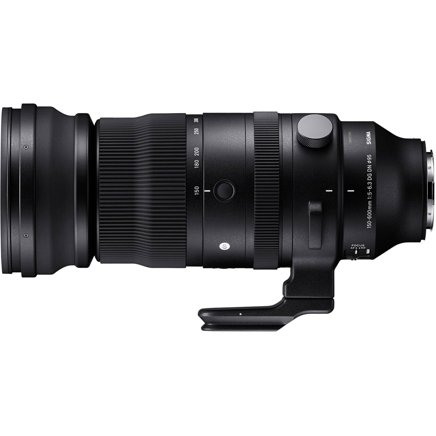 Black camera lens on a white background