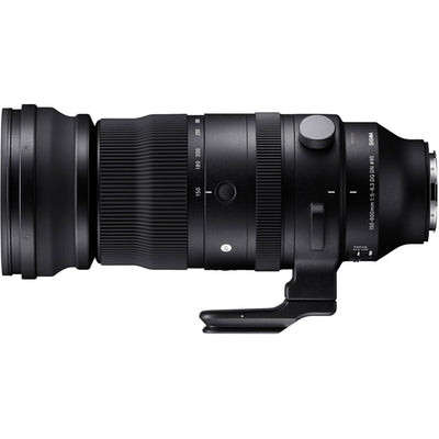 Black camera lens on a white background