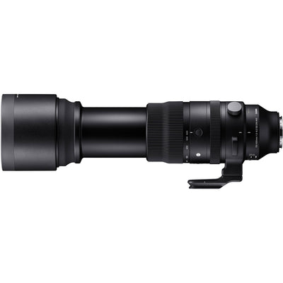 Black camera lens extended zoom on a white background