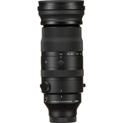 Black camera lens on a white background
