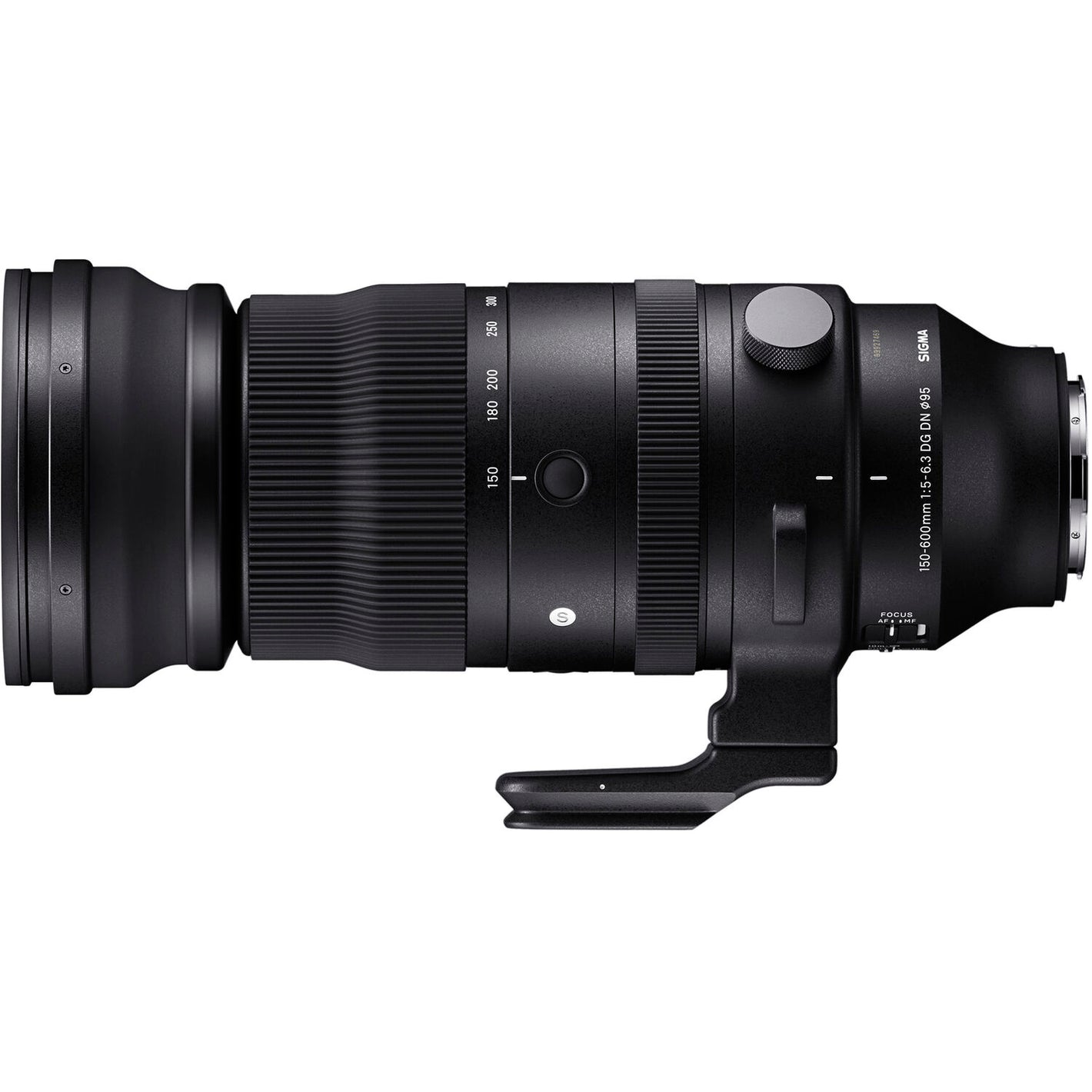 Black camera lens on a white background