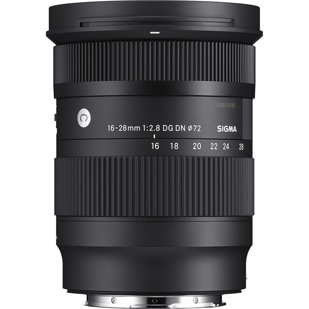 Sigma 16-28mm f/2.8 DG DN Contemporary Lens for Sony E, compact ultrawide zoom with weather-sealed design.