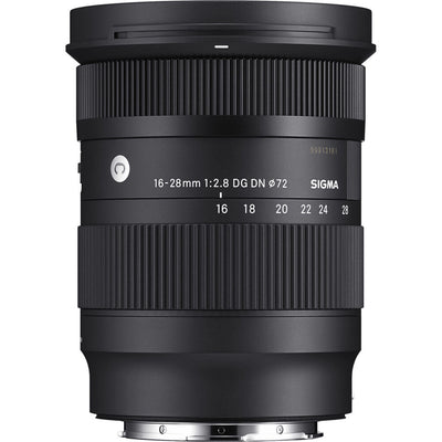 Sigma 16-28mm f/2.8 DG DN Contemporary Lens for Sony E, compact ultrawide zoom with weather-sealed design.