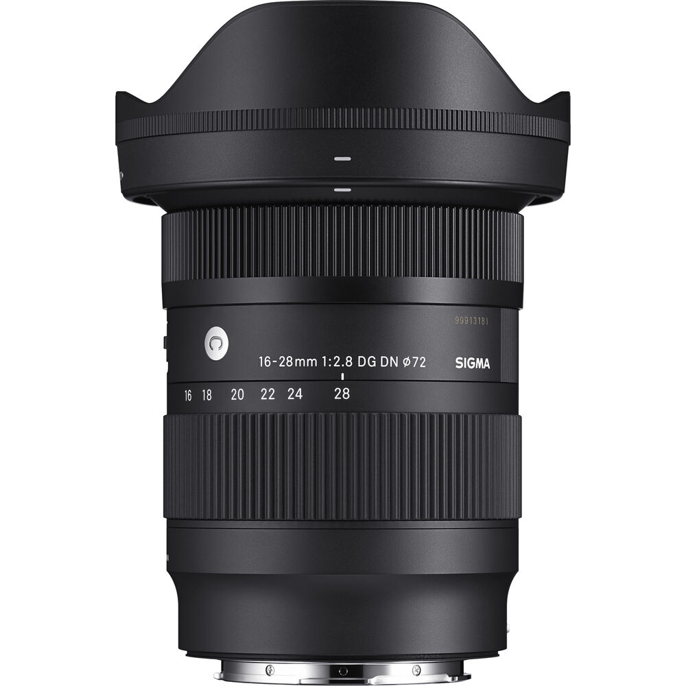 Sigma 16-28mm f/2.8 DG DN Contemporary Lens for Sony E, compact ultrawide zoom with weather-sealed design.
