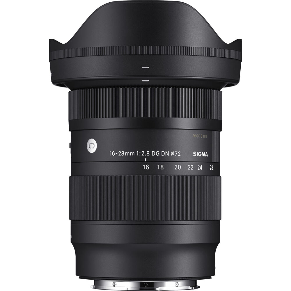 Sigma 16-28mm f/2.8 DG DN Contemporary Lens for Sony E, compact ultrawide zoom with weather-sealed design.