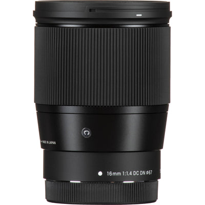 Sigma 16mm f/1.4 DC DN Contemporary lens for Canon EF-M mount mirrorless cameras.