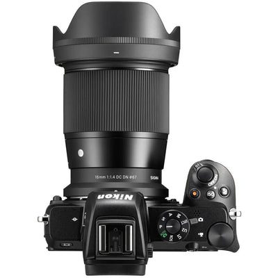 Sigma 16mm f/1.4 DC DN Contemporary lens for Nikon Z mount mirrorless cameras.