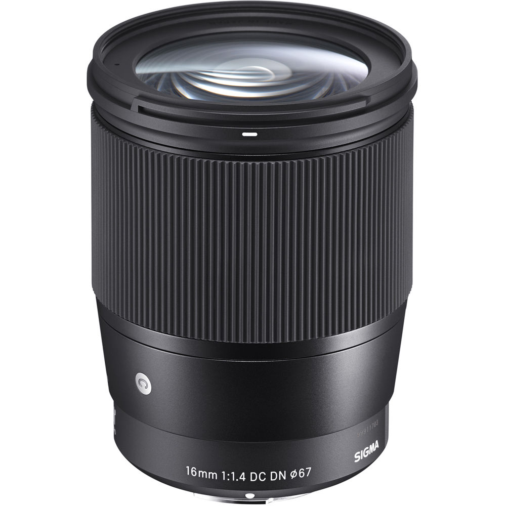 Sigma 16mm f/1.4 DC DN Contemporary lens for Sony E-mount mirrorless cameras.