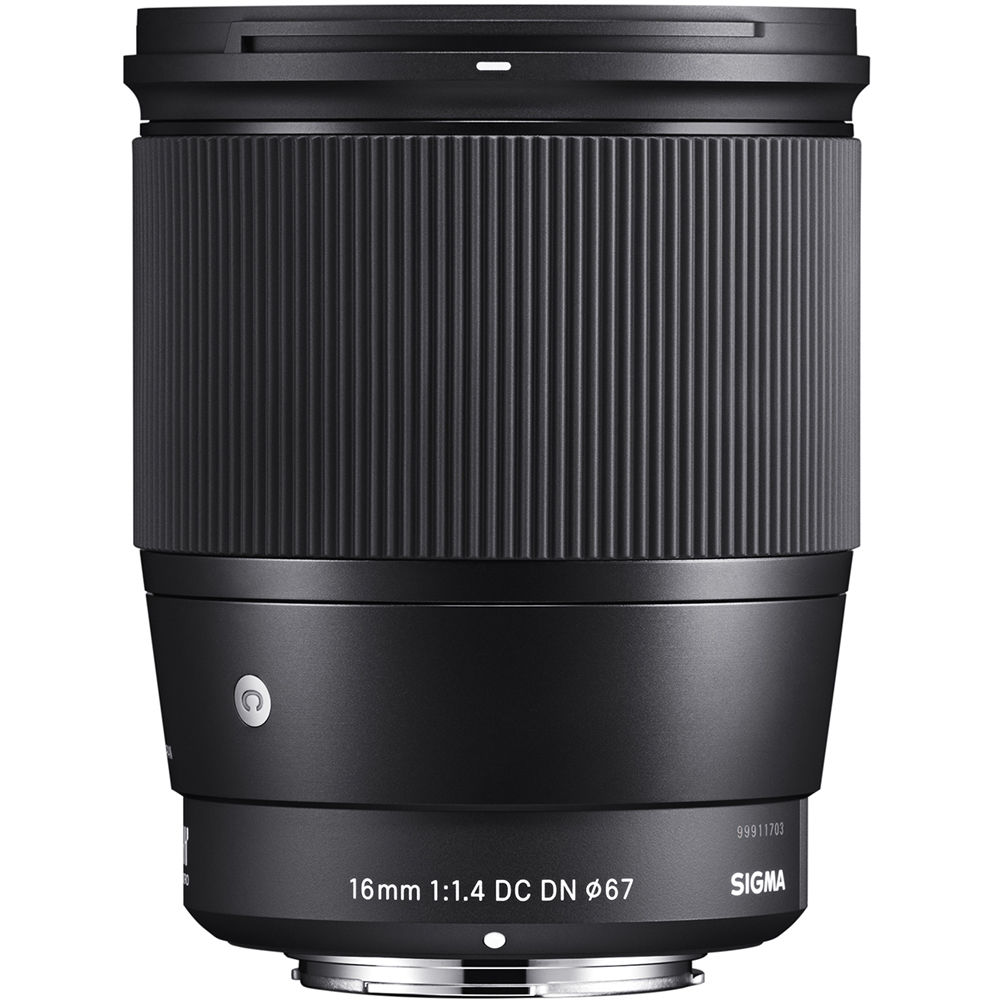 Sigma 16mm f/1.4 DC DN Contemporary lens for Sony E-mount mirrorless cameras.