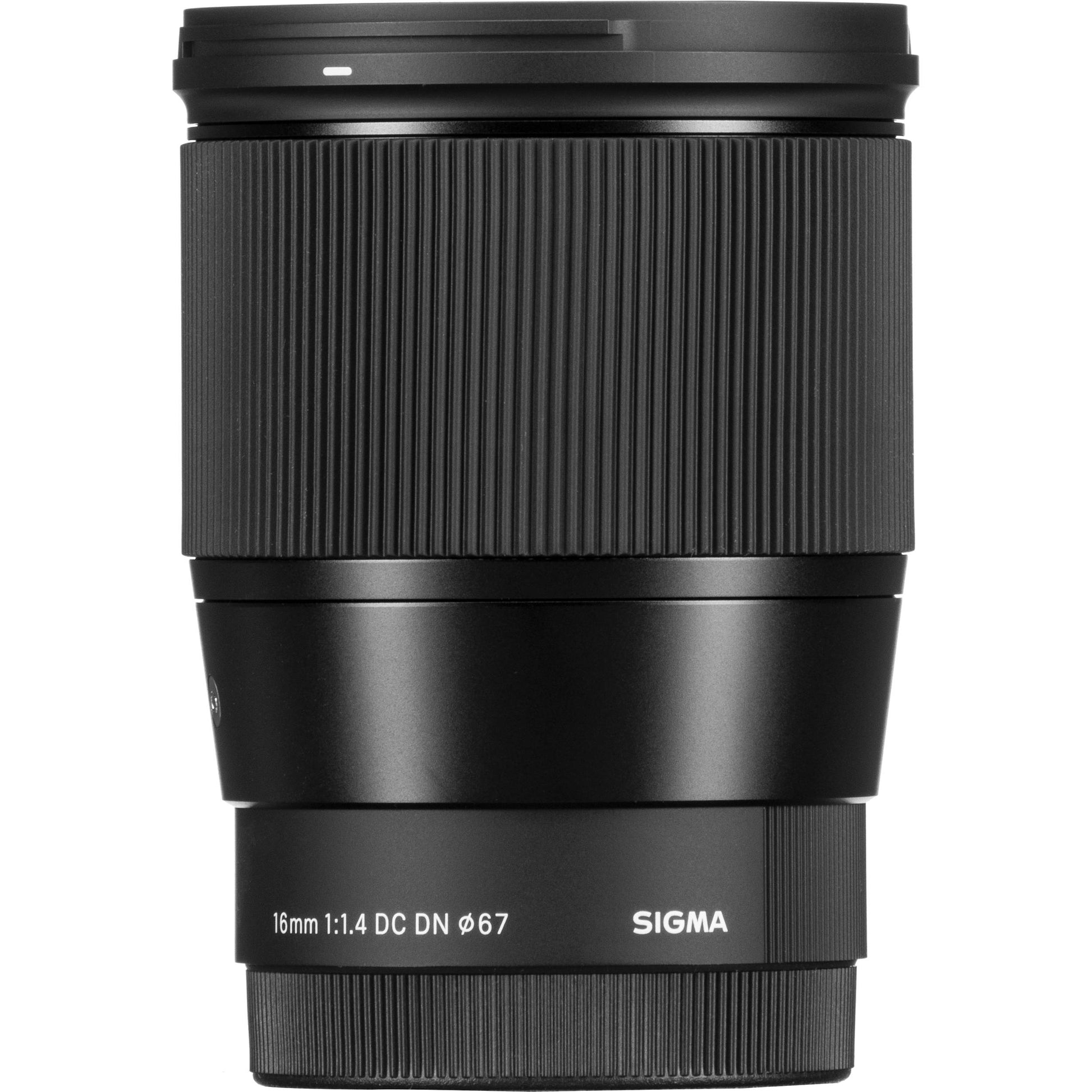 Sigma 16mm f/1.4 DC DN Contemporary lens for Sony E-mount mirrorless cameras.