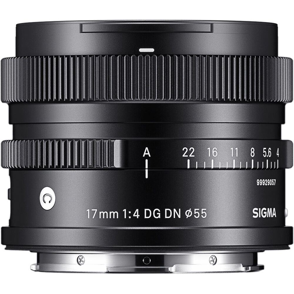 SIGMA 17mm f/4 DG DN Contemporary ultra-wide-angle lens for mirrorless cameras with compact design.