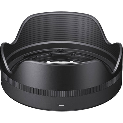 Black camera lens hood on a white background