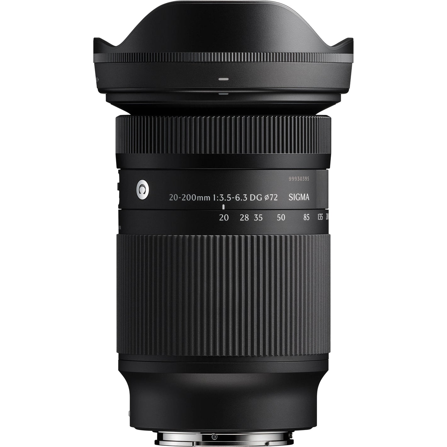 High-power versatile Sigma 20–200mm f/3.5–6.3 lens with compact design and fast autofocus.
