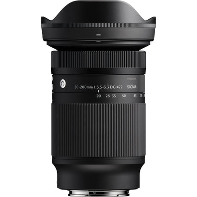 High-power versatile Sigma 20–200mm f/3.5–6.3 lens with compact design and fast autofocus.
