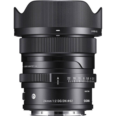 Sigma AF 24mm f/2 DG DN wide-angle prime lens for Leica L full-frame mirrorless cameras.
