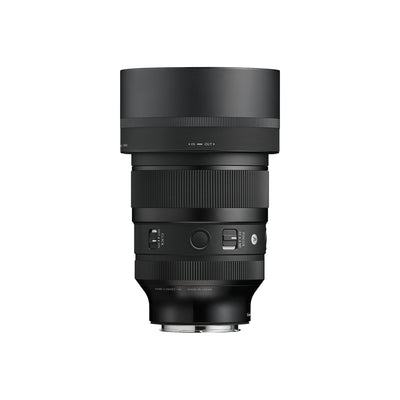 Sigma 85mm f/1.2 DG Art Lens for Sony E Mount - switch view with hood attached