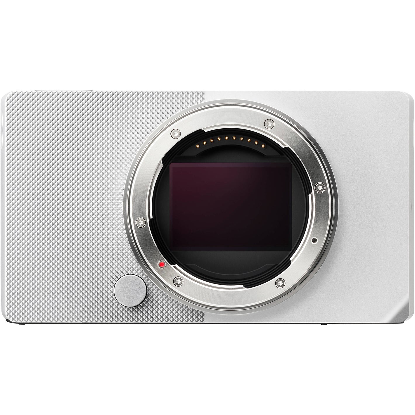 Sigma BF Mirrorless Camera in silver with 24.6MP full-frame back-illuminated Bayer CMOS sensor, L-mount, 230GB internal storage, 6K video at 30fps, Full HD 120fps recording, hybrid autofocus with human and animal tracking, ISO 100-102400, 3.15-inch touchscreen, USB-C, and metal unibody design.