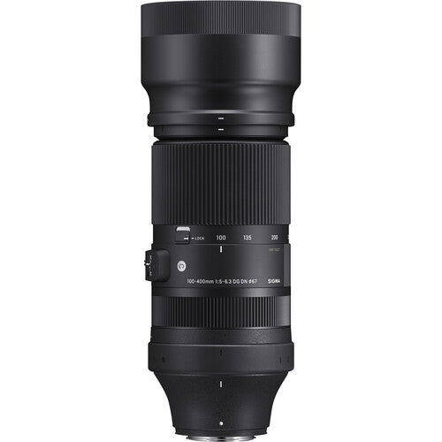 Sigma 100-400mm f/5-6.3 DG DN telephoto zoom lens for full-frame mirrorless cameras with contemporary design.