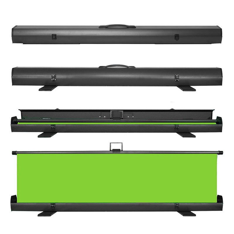 Portable Sky Pull-Up Backdrop in lightweight aluminium case ready for travel.