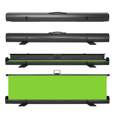 Portable Sky Pull-Up Backdrop in lightweight aluminium case ready for travel.