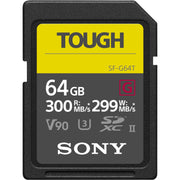 Sony Tough SD card with specifications on a white background