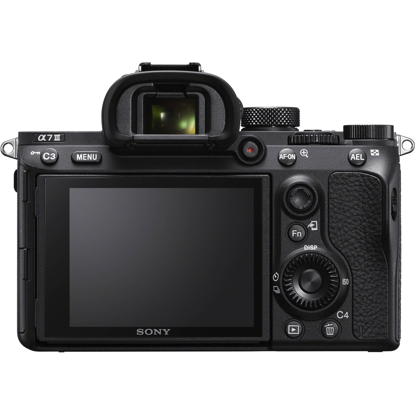 Sony Alpha a7 III full-frame mirrorless camera with 24.2MP sensor, 5-axis stabilisation, hybrid autofocus, and 4K video recording.