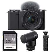 Sony ZV-E10 vlogging kit with lens, grip and microphone
