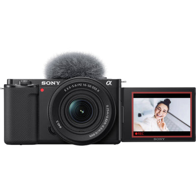 Sony ZV-E10 vlogging kit with lens, grip and microphone
