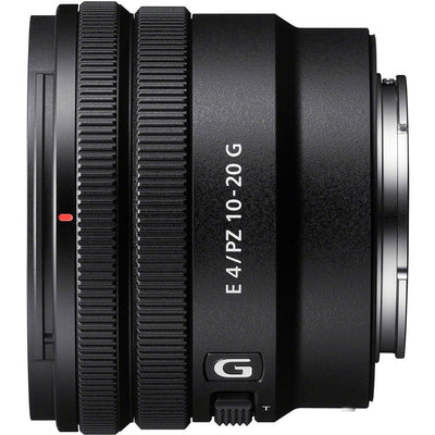 Sony E 10-20mm f/4 G Lens – a compact ultra-wide-angle zoom with constant f/4 aperture, advanced optics, and fast AF, ideal for vlogging, landscapes, and architecture.