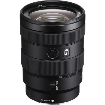 Sony E 16-55mm f/2.8 G lens. APS-C standard zoom with constant f/2.8, sharp optics, natural colours, and smooth bokeh.