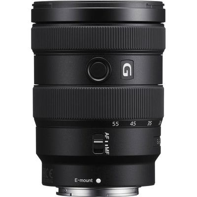 Sony E 16-55mm f/2.8 G lens. APS-C standard zoom with constant f/2.8, sharp optics, natural colours, and smooth bokeh.