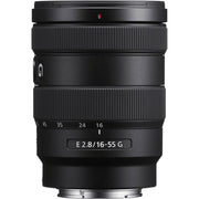 Sony E 16-55mm f/2.8 G lens. APS-C standard zoom with constant f/2.8, sharp optics, natural colours, and smooth bokeh.