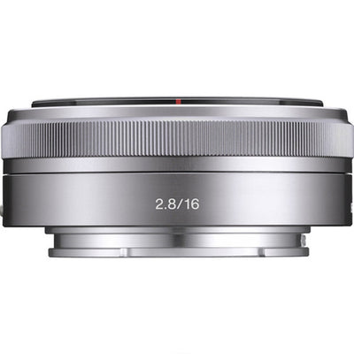 Sony E 16mm f/2.8 Lens (Silver) – compact wide-angle prime with bright f/2.8 aperture, sharp optics, and lightweight design, ideal for travel, street, and everyday photography.