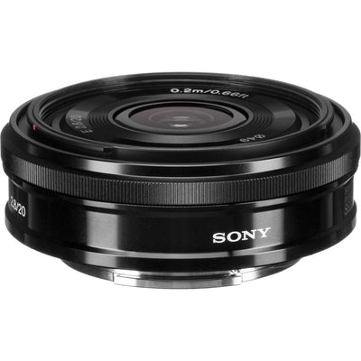 Sony E 20mm f/2.8 Lens – ultra-slim wide-angle prime with sharp optics and fast performance, perfect for landscapes, street photography, and everyday shooting.