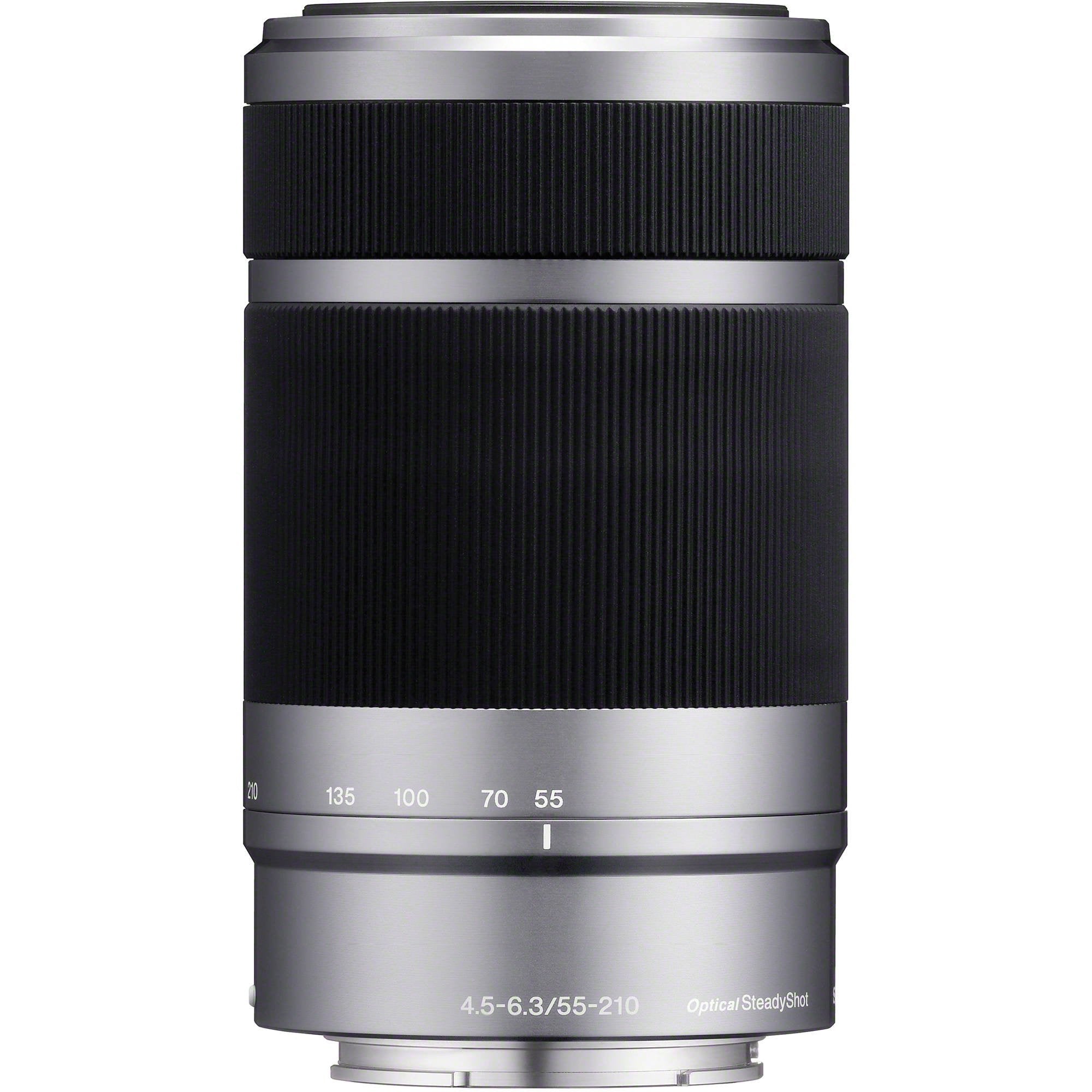 Sony E 55-210mm f/4.5-6.3 OSS Lens (Silver) – versatile telephoto zoom with Optical SteadyShot, lightweight design, and smooth background defocus for everyday shooting.