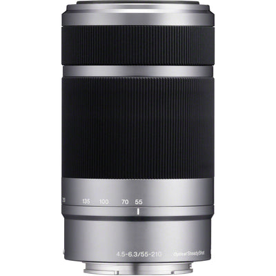 Sony E 55-210mm f/4.5-6.3 OSS Lens (Silver) – versatile telephoto zoom with Optical SteadyShot, lightweight design, and smooth background defocus for everyday shooting.