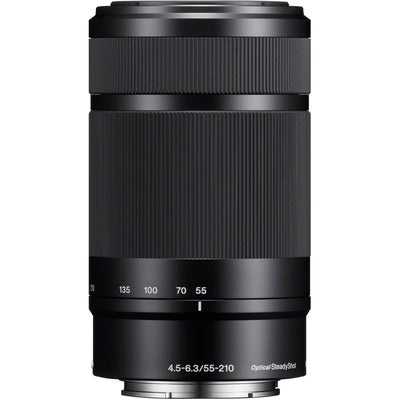 Sony E 55-210mm f/4.5-6.3 OSS Lens (Black) – telephoto zoom with Optical SteadyShot, lightweight build, and smooth bokeh, ideal for portraits, sports, and distant subjects.