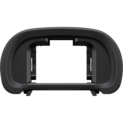 Sony FDA-EP18 eyepiece cup in black rubber with contoured design for improved eye comfort, compatible with Sony mirrorless camera viewfinders.