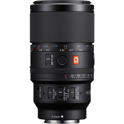 Sony G Master 100mm f/2.8 Macro Lens with up to 1.4x magnification, optical stabilisation, and exquisite bokeh for professional macro photography.