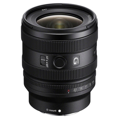 Camera lens with control buttons on a white background