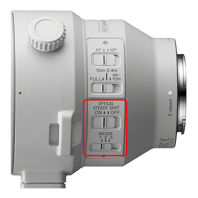 Camera lens with control buttons on a white background