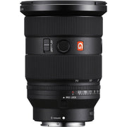 Camera lens with brand logo on a white background