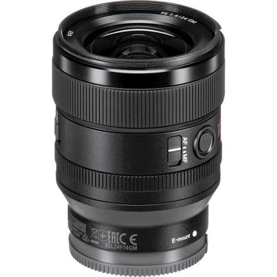 Sony FE 24mm f/1.4 GM lens. Wide-angle prime with f/1.4, G Master optics, sharp image quality, and lightweight design for full-frame cameras.
